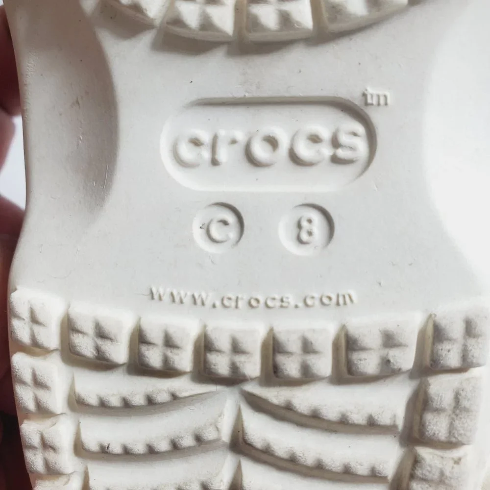 Crocs‎ Boy's White Classic Breathe Adjustable Slip On Casual Clogs Size 8